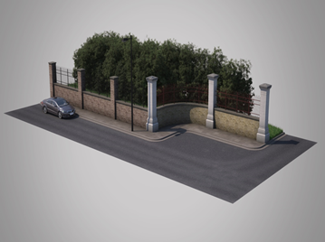 Computer generated image of Limesford Road wall pilasters